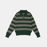 SIKN2136 Classic Stripe Collar Knit_Deep green
