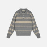 SIKN2136 Classic Stripe Collar Knit_Melange gray