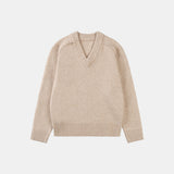 SIKN2170 Loose Fit V-Neck Heavy Knit_Light beige