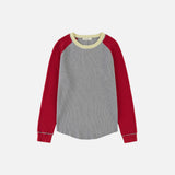SIKN2176 Waffle Raglan Color Block Knit_Mix gray