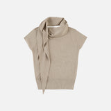 SIKN2178 Cowl Scarf Knit Top_Beige