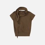SIKN2178 Cowl Scarf Knit Top_Brown