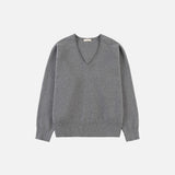 SIKN2181 Balloon V-neck Loose Fit Knit_Melange gray