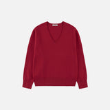 SIKN2181 Balloon V-Neck Loose Fit Knit_Red