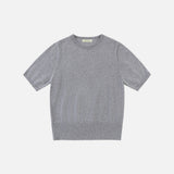 SIKN2184 Basic Round Neck Short Sleeve Knit_Melange gray