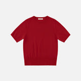SIKN2184 Basic Round Neck Short Sleeve Knit_Red