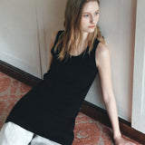 SIKN2190 Sheer Layered Knit Dress_Black