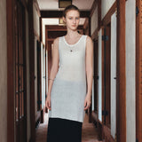 SIKN2190 Sheer Layered Knit Dress_White