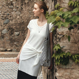 SIKN2190 Sheer Layered Knit Dress_White