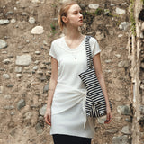 SIKN2190 Sheer Layered Knit Dress_White