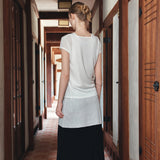 SIKN2190 Sheer Layered Knit Dress_White