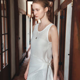 SIKN2190 Sheer Layered Knit Dress_White