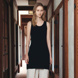 SIKN2190 Sheer Layered Knit Dress_Black