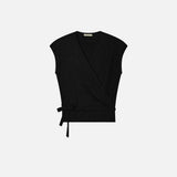 SIKN2192 Draped Wrap Knit Top_Black