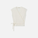 SIKN2192 Draped Wrap Knit Top_Ivory