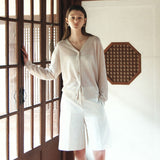 SIKN2193 Sheer Loose-Fit Knit Cardigan_Skin beige