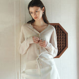 SIKN2193 Sheer Loose-Fit Knit Cardigan_Skin beige