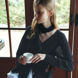 SIKN2193 Sheer Loose-Fit Knit Cardigan_Black