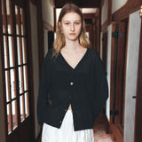 SIKN2193 Sheer Loose-Fit Knit Cardigan_Black