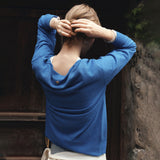 SIKN2193 Sheer Loose-Fit Knit Cardigan_Blue