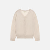 SIKN2193 Sheer Loose-Fit Knit Cardigan_Skin beige