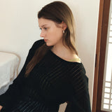 SIKN2195 Loose-Fit Openwork Boatneck Knit_Black