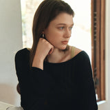 SIKN2195 Loose-Fit Openwork Boatneck Knit_Black
