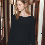 SIKN2194 Loose-Fit Natural Boatneck Knit_Black