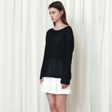 SIKN2195 Loose-Fit Openwork Boatneck Knit_Black