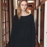 SIKN2194 Loose-Fit Natural Boatneck Knit_Black