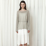 SIKN2195 Loose-Fit Openwork Boatneck Knit_Khaki