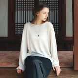 SIKN2194 Loose-Fit Natural Boatneck Knit_Ivory