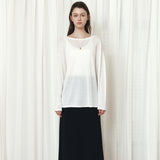 SIKN2194 Loose-Fit Natural Boatneck Knit_Ivory