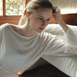 SIKN2195 Loose-Fit Openwork Boatneck Knit_Ivory