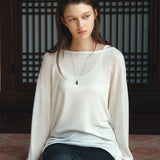 SIKN2194 Loose-Fit Natural Boatneck Knit_Ivory