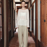 SIKN2195 Loose-Fit Openwork Boatneck Knit_Ivory