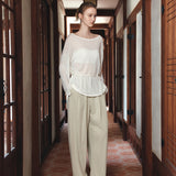 SIKN2195 Loose-Fit Openwork Boatneck Knit_Ivory