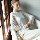 SIKN2195 Loose-Fit Openwork Boatneck Knit_Ivory