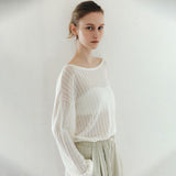 SIKN2195 Loose-Fit Openwork Boatneck Knit_Ivory