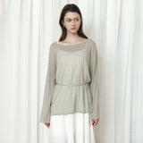SIKN2195 Loose-Fit Openwork Boatneck Knit_Khaki