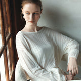 SIKN2195 Loose-Fit Openwork Boatneck Knit_Ivory