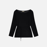 SIKN2195 Loose-Fit Openwork Boatneck Knit_Black