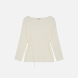 SIKN2195 Loose-Fit Openwork Boatneck Knit_Ivory