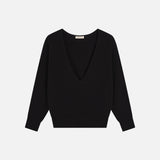SIKN2202 Soft Wool Deep V-Neck Knit_Black