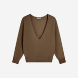 SIKN2202 Soft Wool Deep V-Neck Knit_Brown