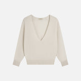 SIKN2202 Soft Wool Deep V-Neck Knit_Cream