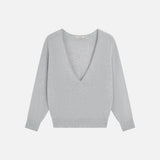 SIKN2202 Soft Wool Deep V-Neck Knit_Light gray