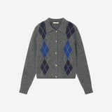 SIKN2210 Argyle Knit Cardigan_Charcoal