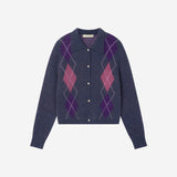 SIKN2210 Argyle Knit Cardigan_Purple