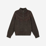 SIKN2216 Indian Jacquard Zip-Up Knit_Brown